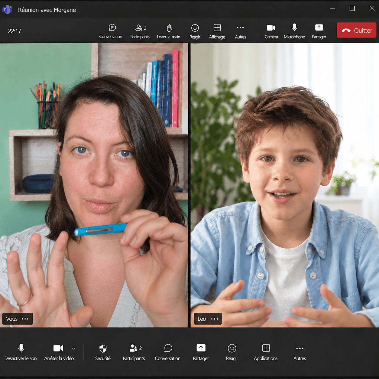 Orthophoniste en visioconférence avec un enfant