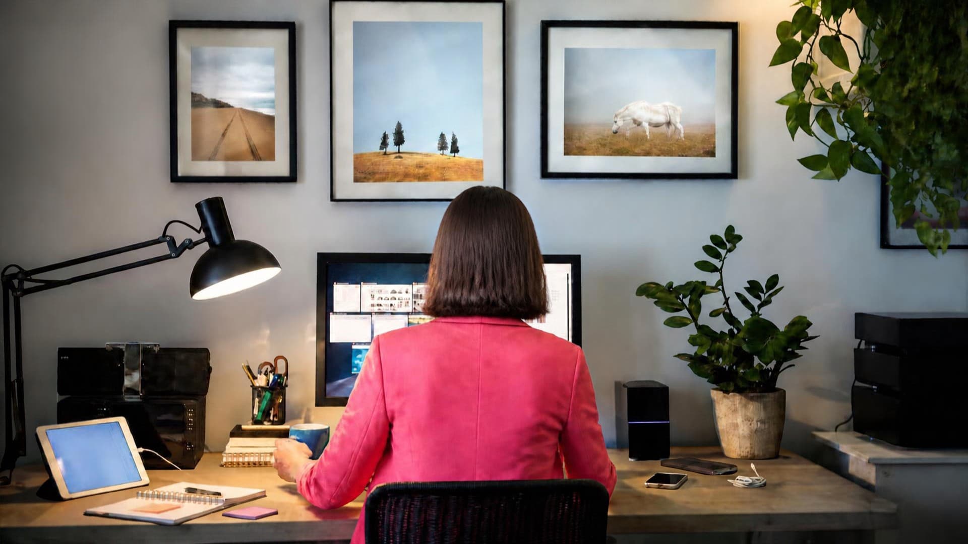 Orthophoniste à son bureau pendant une séance en visioconférence